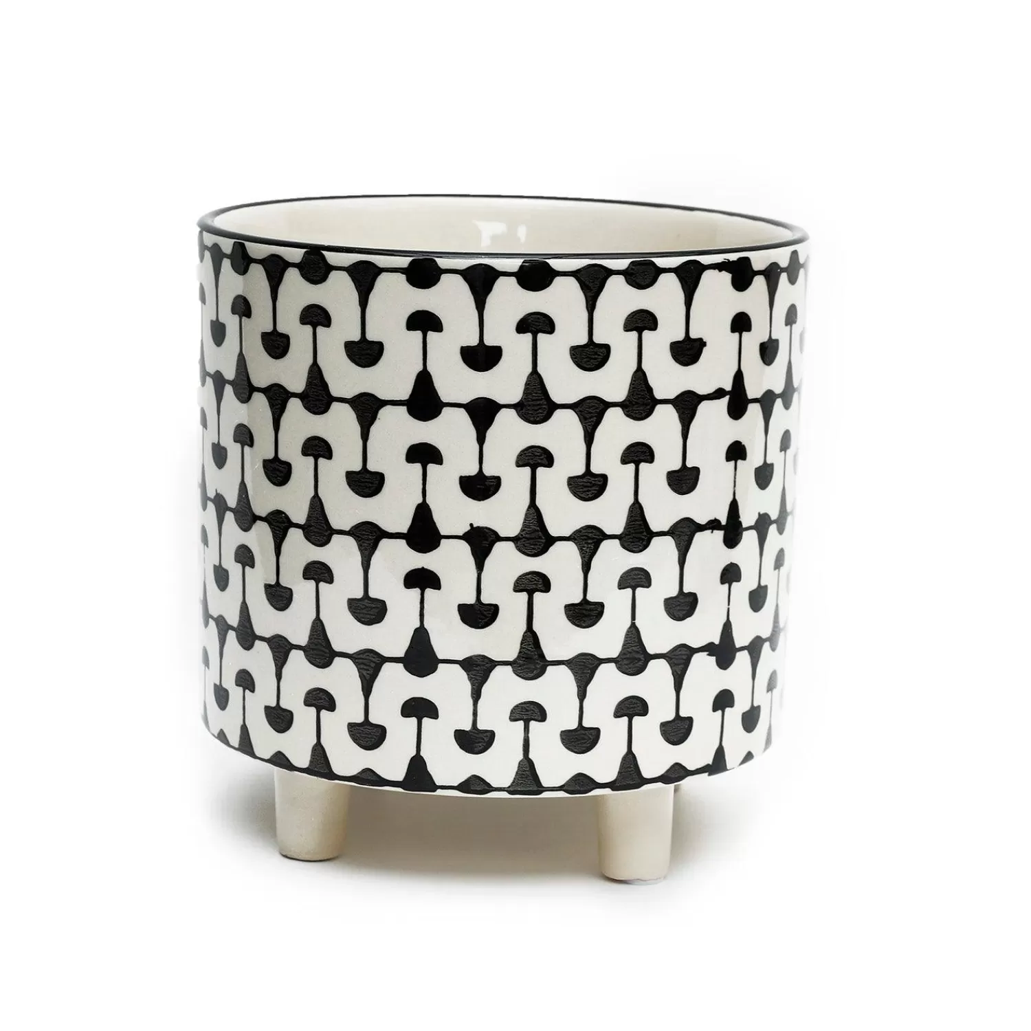 Footed Black & Cream Planter>Roger's Gardens Flash Sale