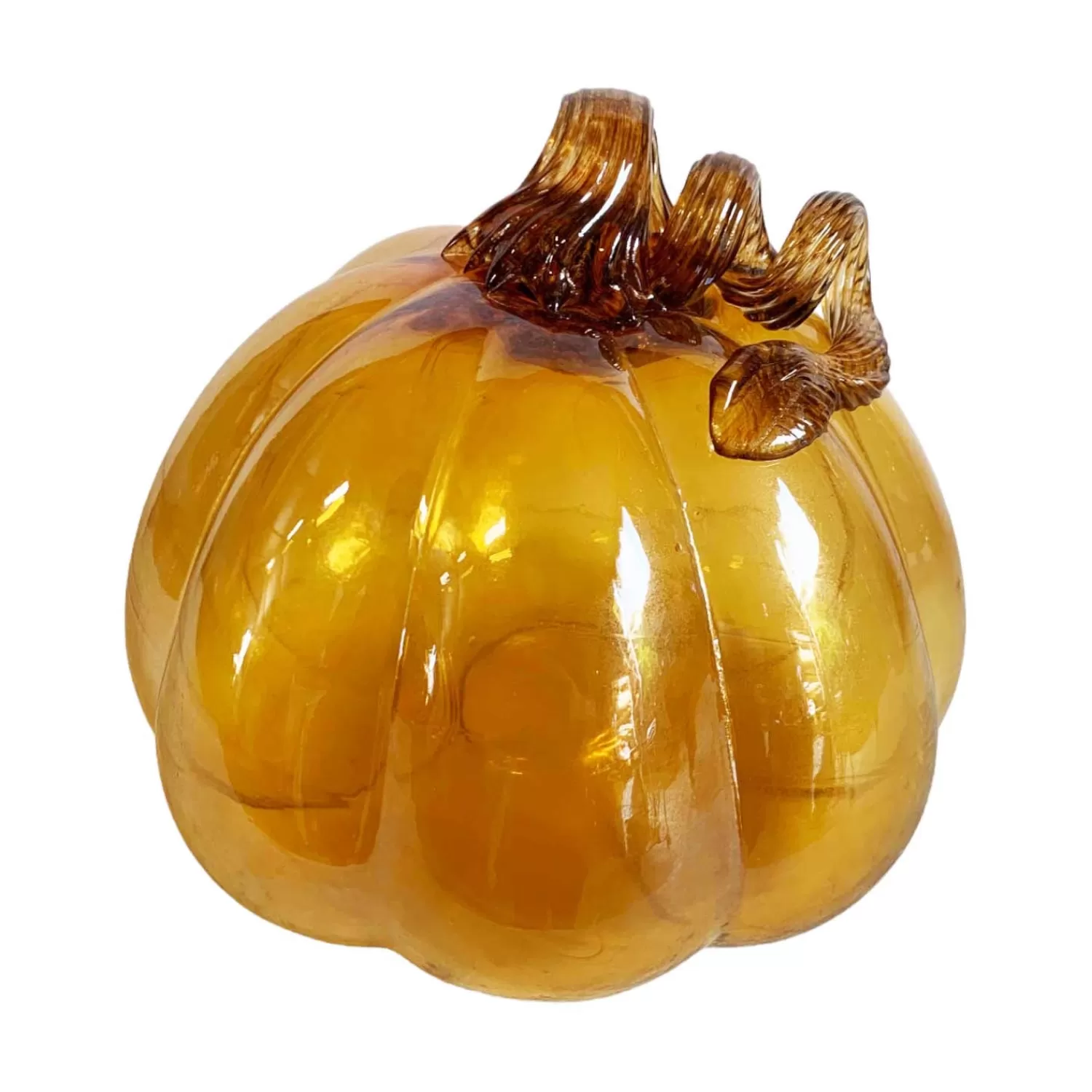 Glass Amber Pumpkin - 7">Roger's Gardens Sale