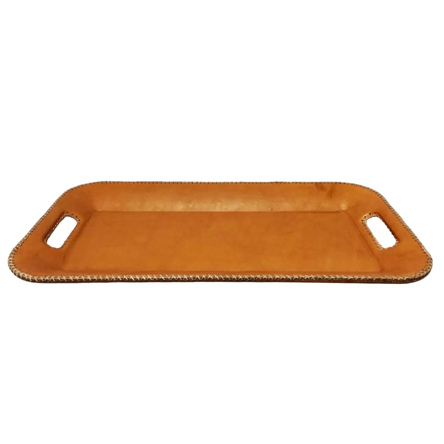 Paraguayan Leather Long Serving Tray>Roger's Gardens Cheap