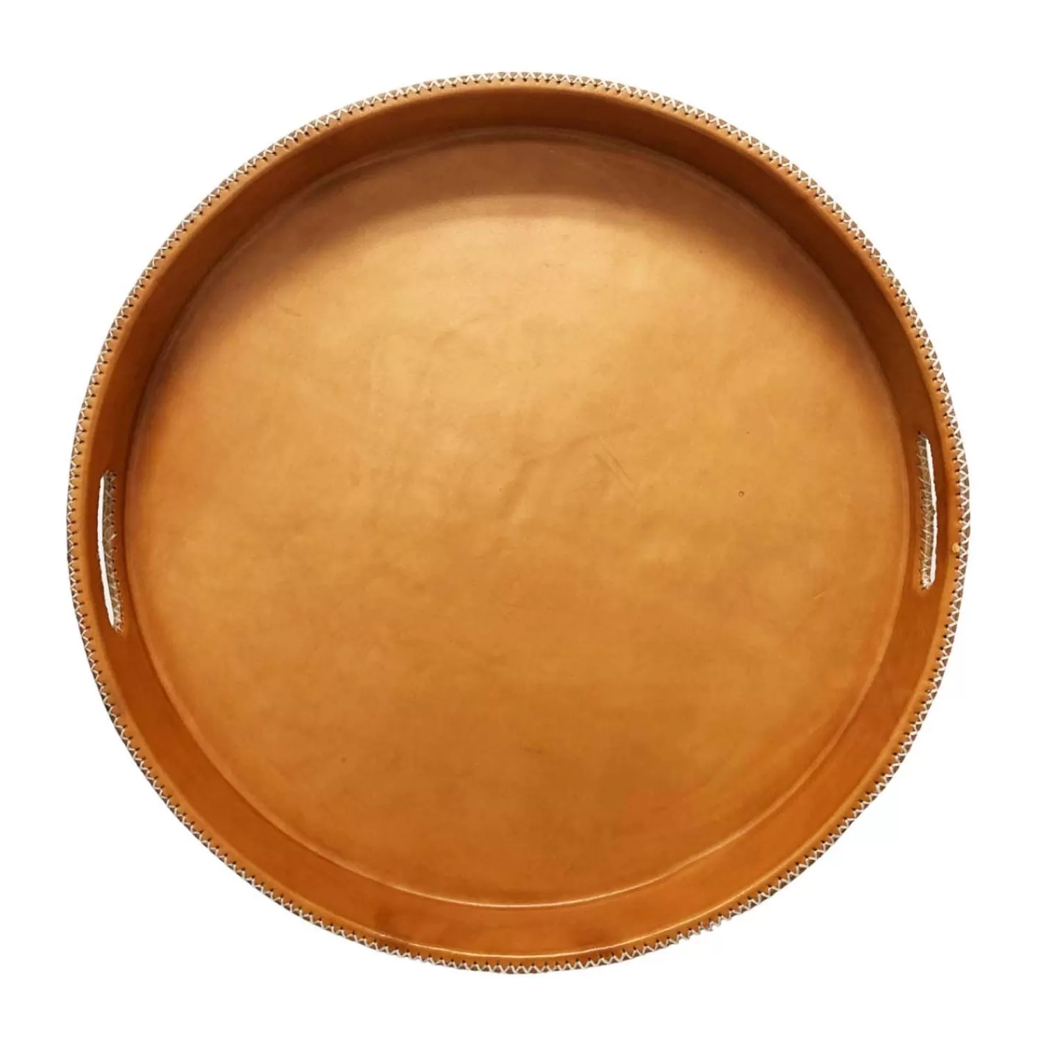 Paraguayan Leather Round Ottoman Serving Tray>Roger's Gardens Discount