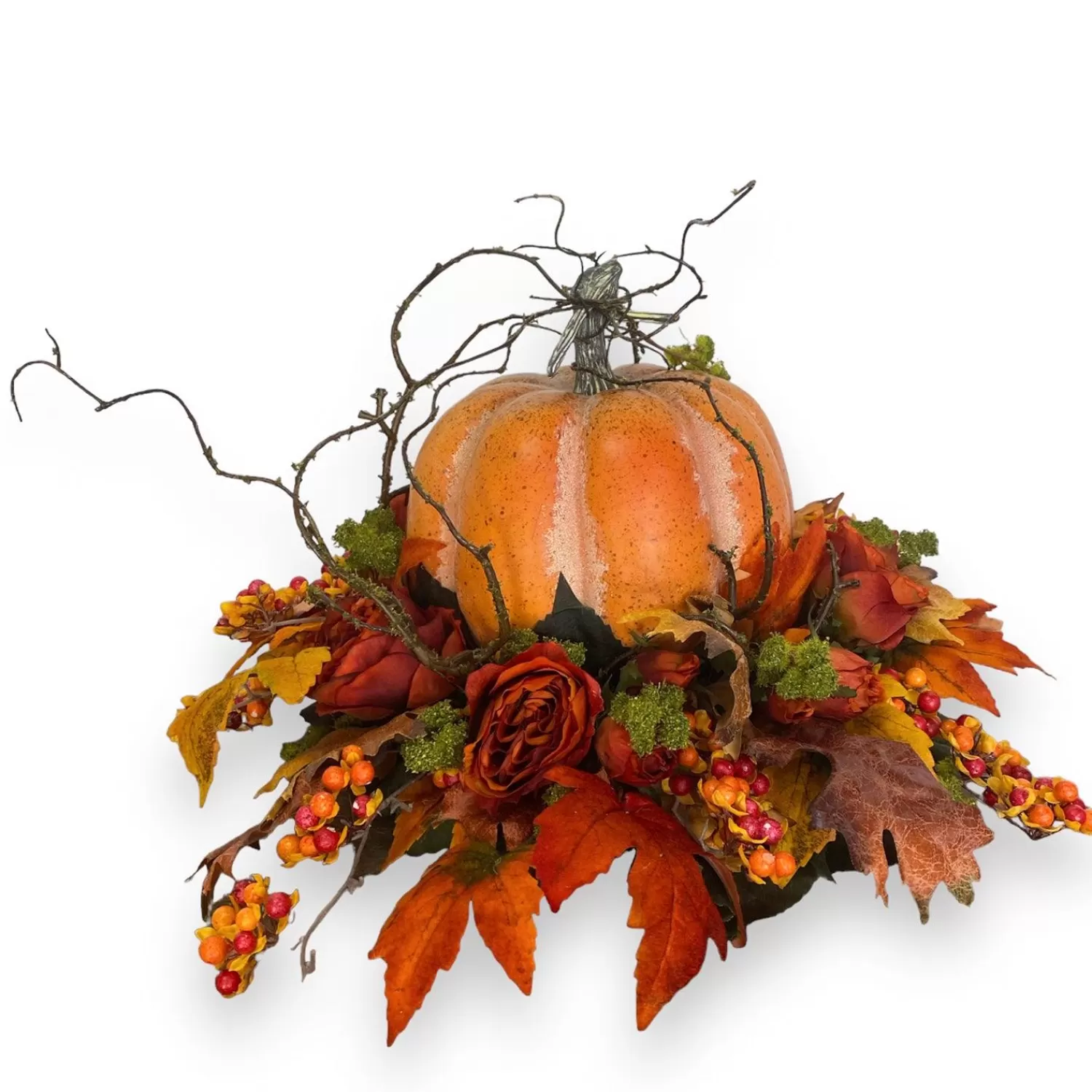 Silk Orange Fall Pumpkin Centerpiece>Roger's Gardens Flash Sale