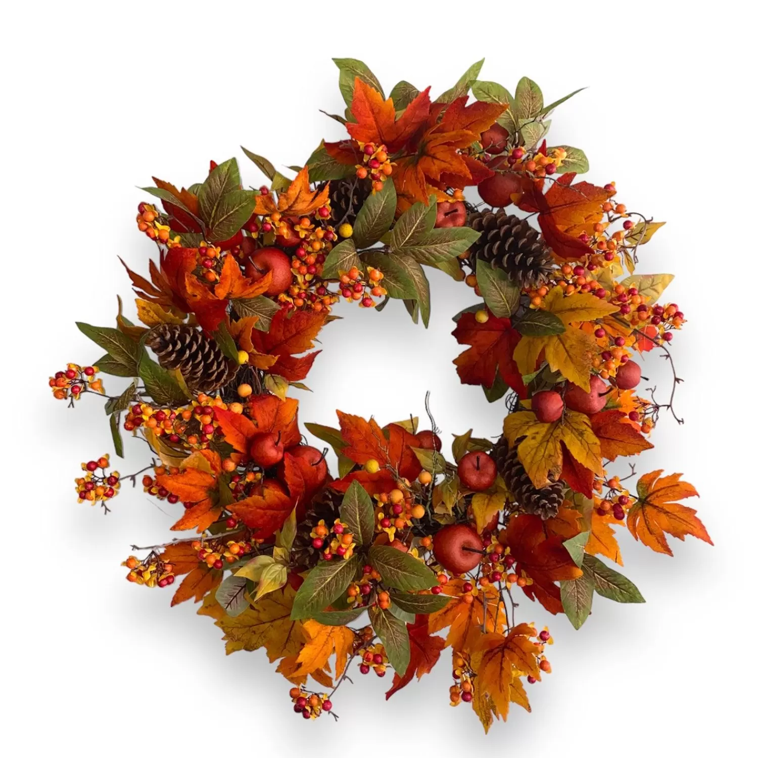 Silk Orange Maple & Apple Wreath - 24">Roger's Gardens Best