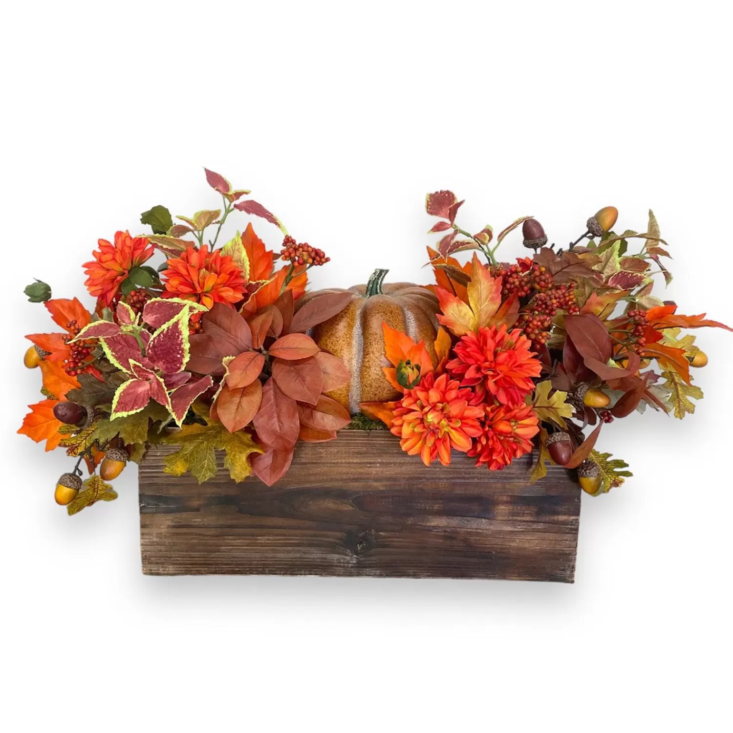 Silk Pumpkin & Dahlia Centerpiece>Roger's Gardens Shop