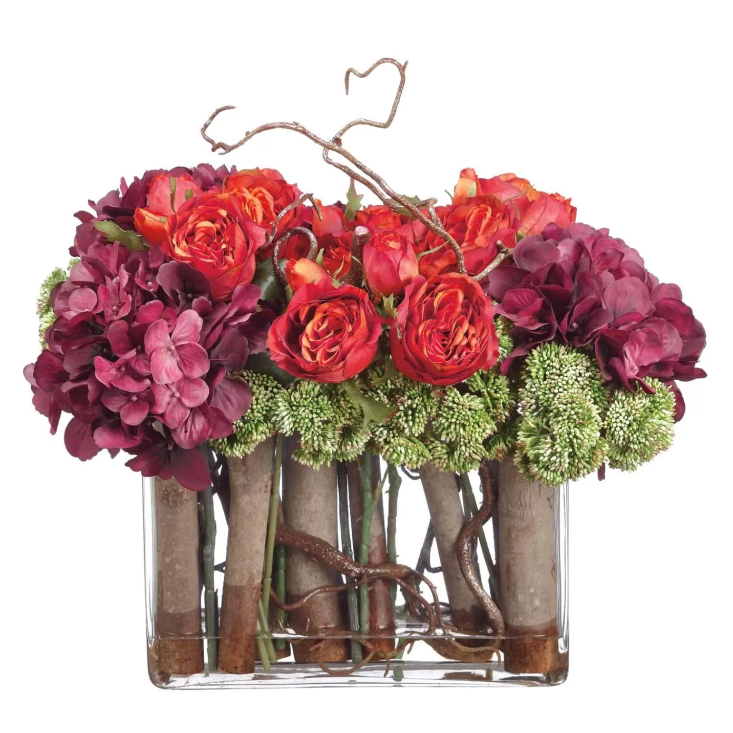 Silk Roses & Hydrangeas In Glass Vase>Roger's Gardens Hot