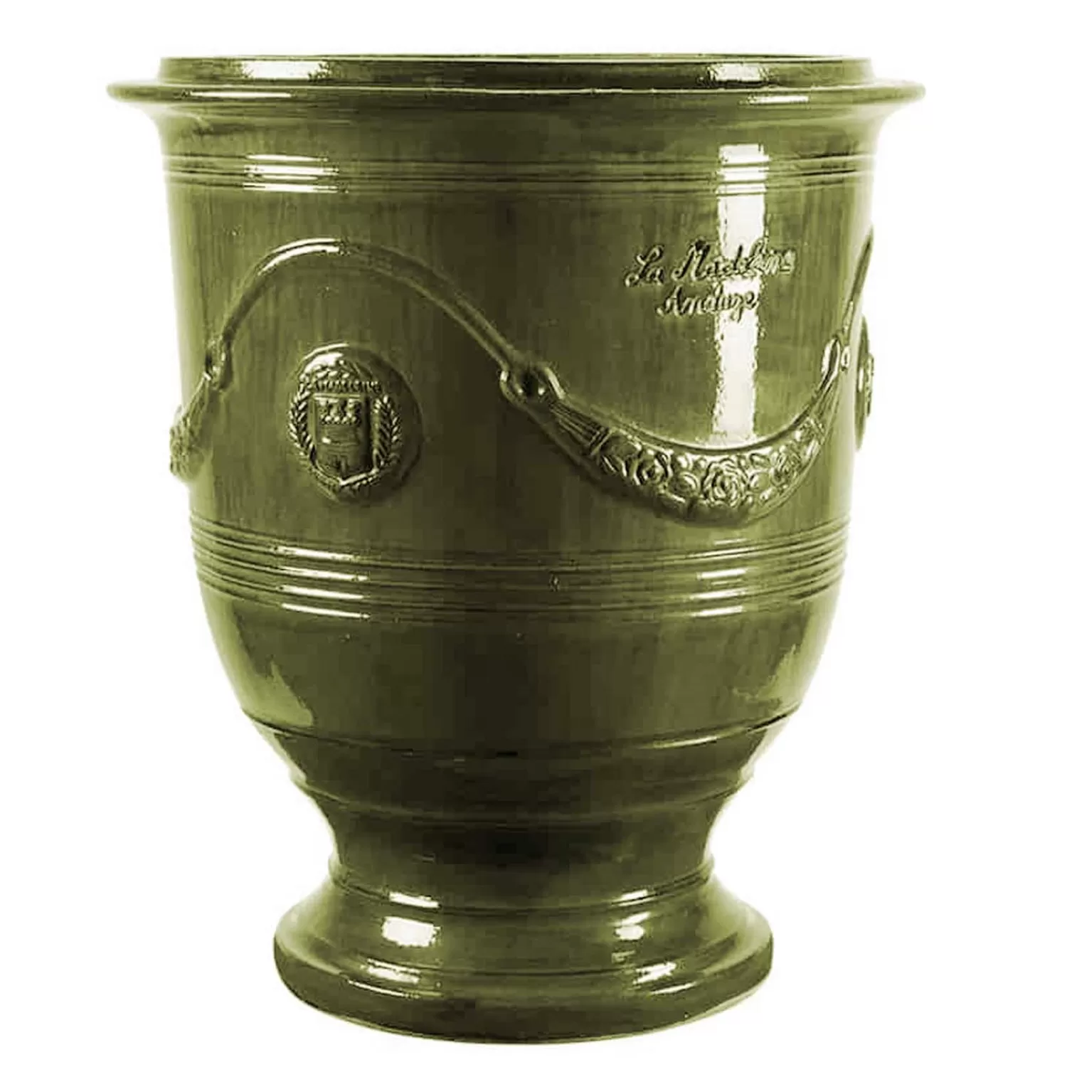 Traditional French Glazed Anduze Green Vase>Roger's Gardens Fashion