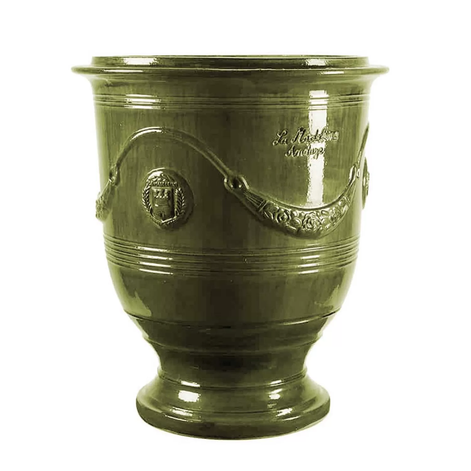 Traditional French Glazed Anduze Green Vase>Roger's Gardens Fashion