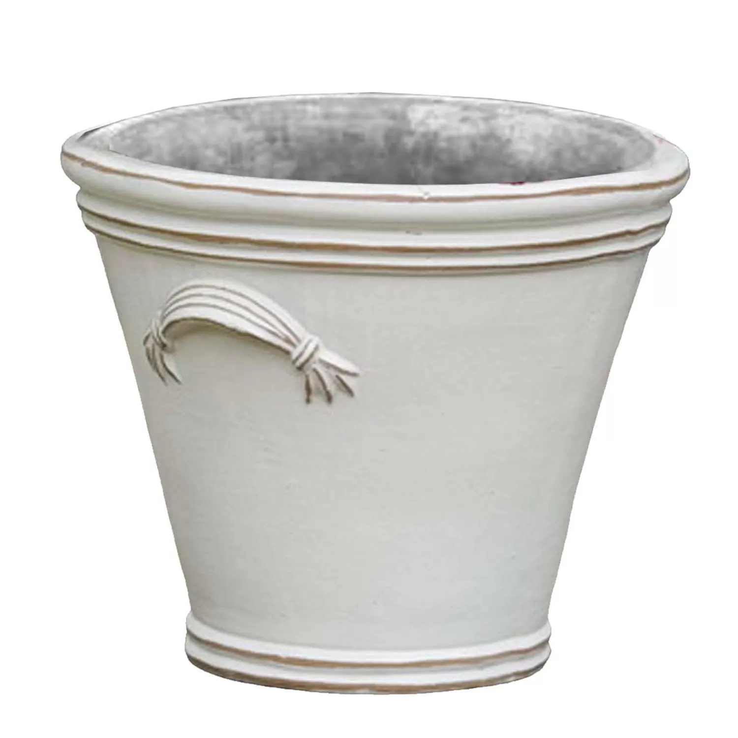 White Fluted Handle Planter>Roger's Gardens Shop