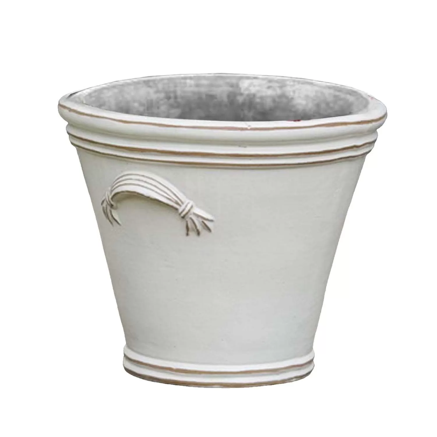 White Fluted Handle Planter>Roger's Gardens Shop